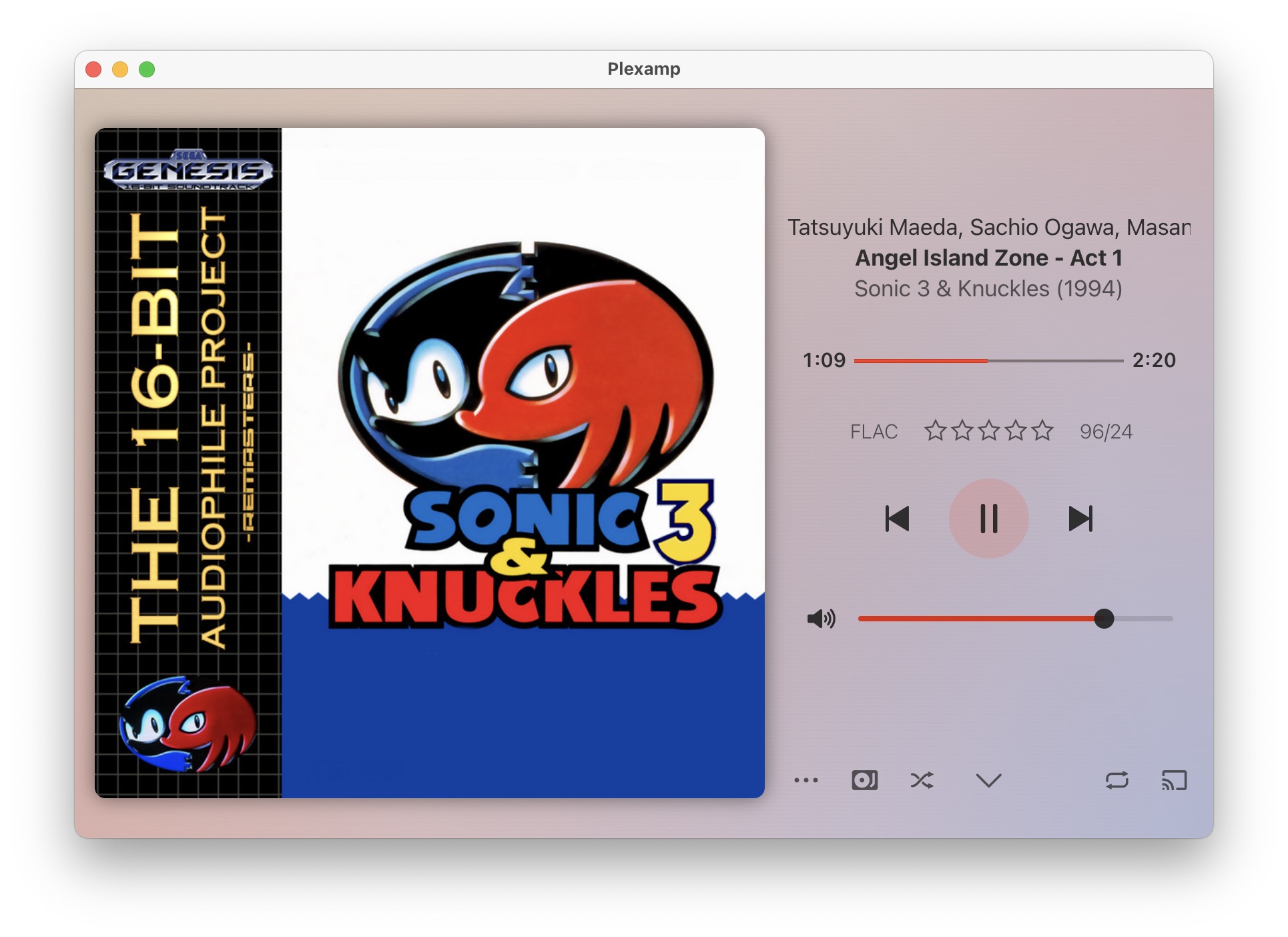 Sonic 3 & Knuckles playing in Plexamp