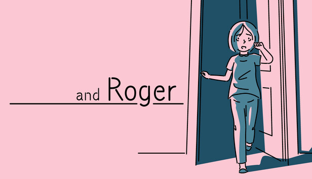 'and Roger' title image, showing a line drawing of a young girl walking through a door with a concerned look on her face